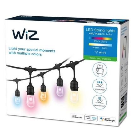 WiZ - Guirlande extérieure LED RVBW à intensité variable 12xLED 14,4m IP65 2700-5000K Wi-Fi