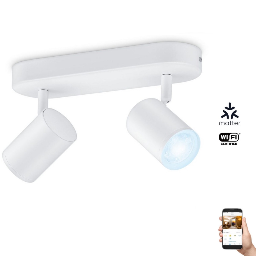 WiZ - Spot LED à intensité variable IMAGEO 2xGU10/4,9W/230V 2700-6500K Wi-Fi CRI 90 blanc