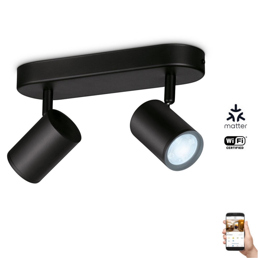 WiZ - Spot LED à intensité variable IMAGEO 2xGU10/4,9W/230V 2700-6500K Wi-Fi CRI 90 noir