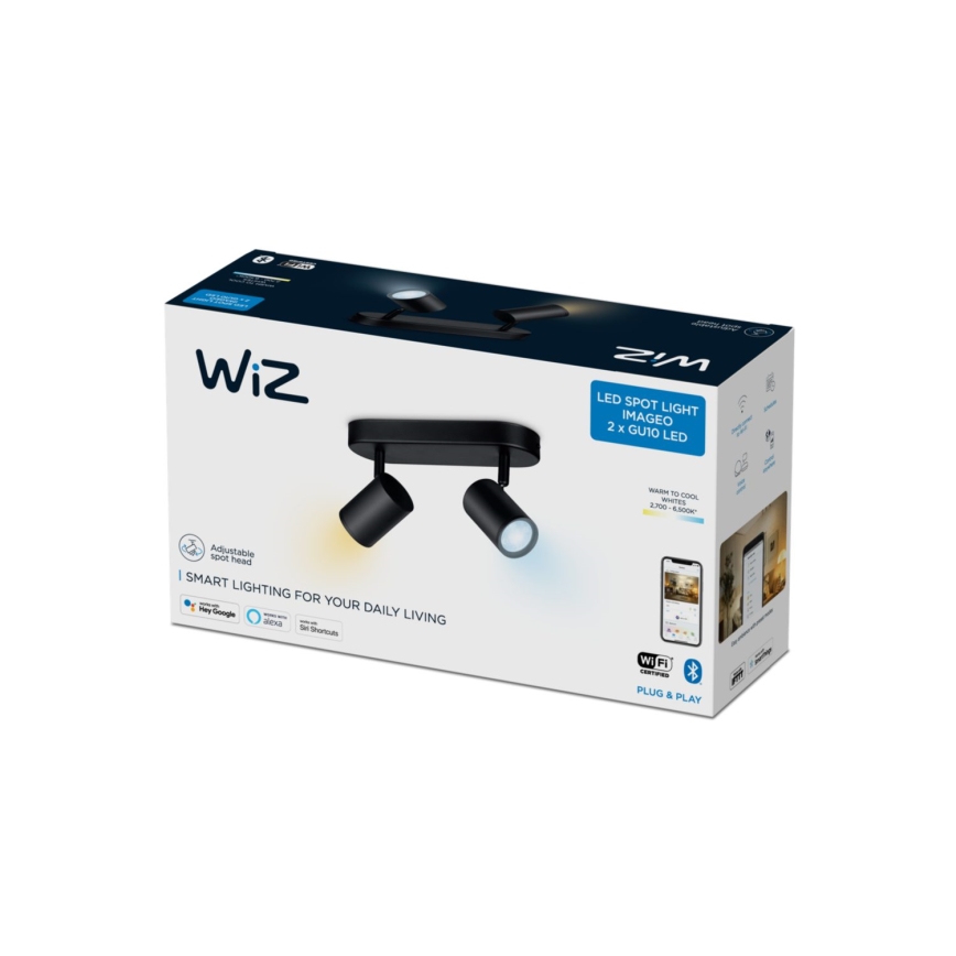 WiZ - Spot LED à intensité variable IMAGEO 2xGU10/4,9W/230V 2700-6500K Wi-Fi CRI 90 noir