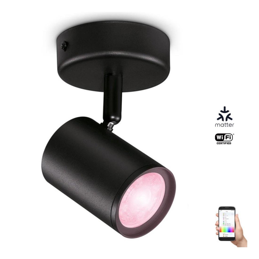 WiZ - Spot LED RVBW à intensité variable IMAGEO 1xGU10/4,9W/230V CRI 90 Wi-Fi noir