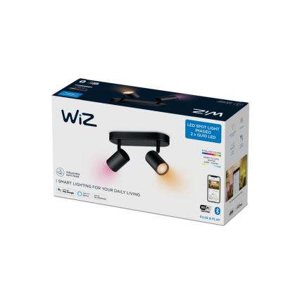 WiZ - Spot LED RVBW à intensité variable IMAGEO 2xGU10/4,9W/230V 2200-6500K Wi-Fi CRI 90 noir