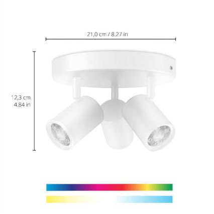 WiZ - Spot LED RVBW à intensité variable IMAGEO 3xGU10/4,9W/230V 2200-6500K Wi-Fi CRI 90 blanc