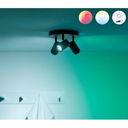 WiZ - Spot LED RVBW à intensité variable IMAGEO 3xGU10/4,9W/230V 2200-6500K Wi-Fi CRI 90 noir