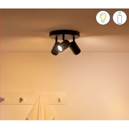 WiZ - Spot LED RVBW à intensité variable IMAGEO 3xGU10/4,9W/230V 2200-6500K Wi-Fi CRI 90 noir