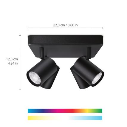 WiZ - Spot LED RVBW à intensité variable IMAGEO 4xGU10/4,9W/230V 2200-6500K Wi-Fi CRI 90 noir