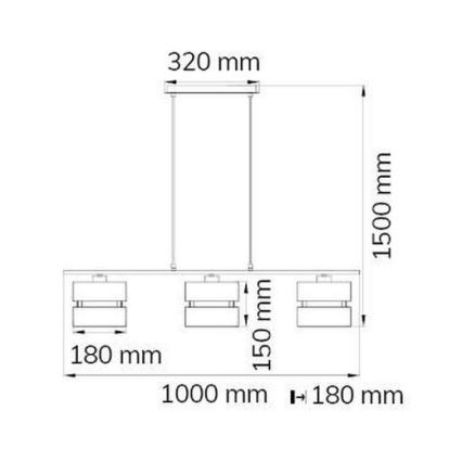 Wofi 11254 - Suspension filaire BELLE 3xE27/42W/230V