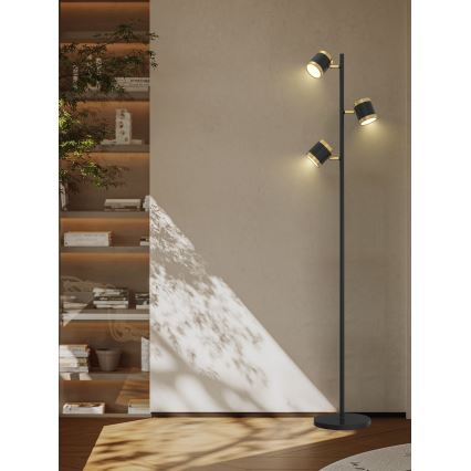 Wofi 3003-304S - Lampadaire à intensité variable TOULOUSE LED/21W/230V noir/doré