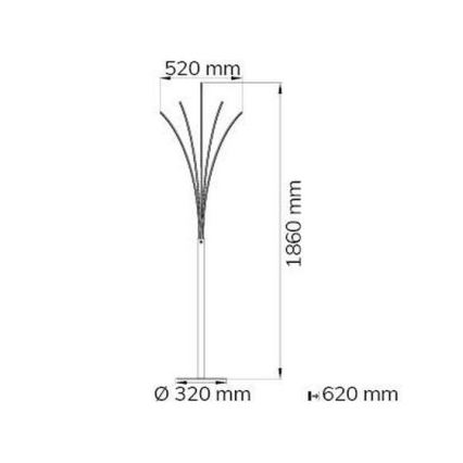 Wofi 3194.05.01.6000 - Lampadaire à intensité variable LED LINEE 5xLED/7,2W/230V