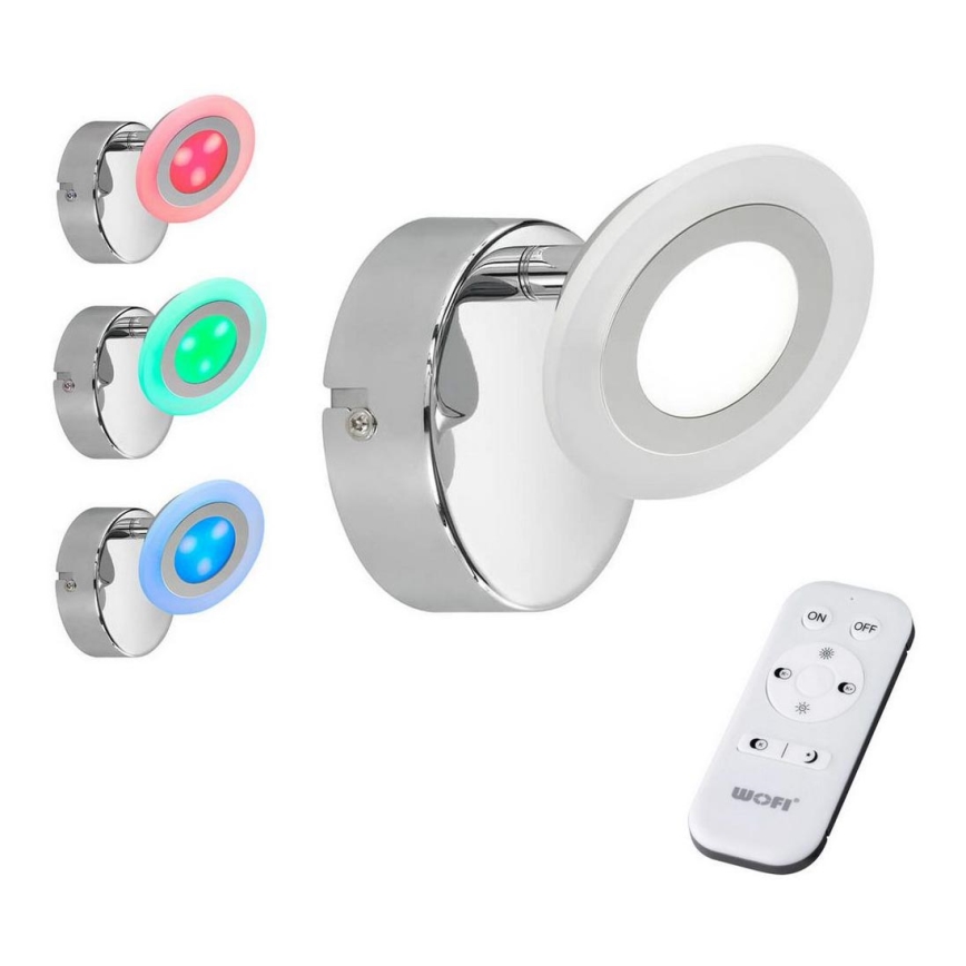 Wofi 4228.02.01.6000- Spot à intensité variable RGB GEMMA LED/5W/230V + Télécommande