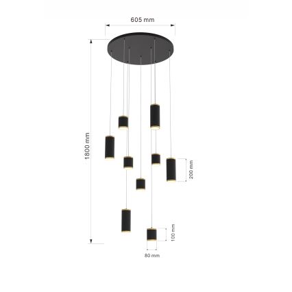 Wofi 5003-904 - Suspension filaire à intensité variable TOULOUSE LED/57W/230V noir/doré