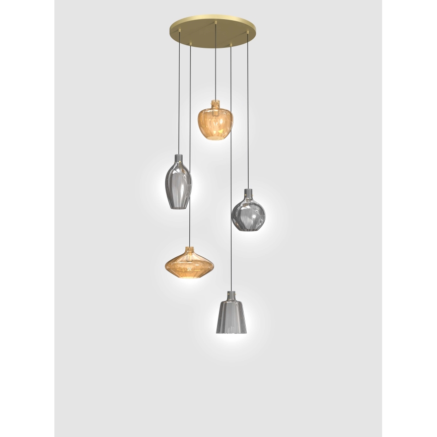Wofi 5005-501 - Suspension filaire ROUEN 5xE14/40W/230V doré/gris