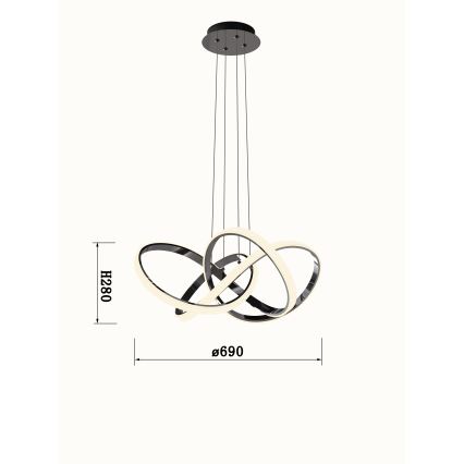 Wofi 6134-105L - Suspension filaire à intensité variable INDIGO LED/50W/230V noir/chrome brillant