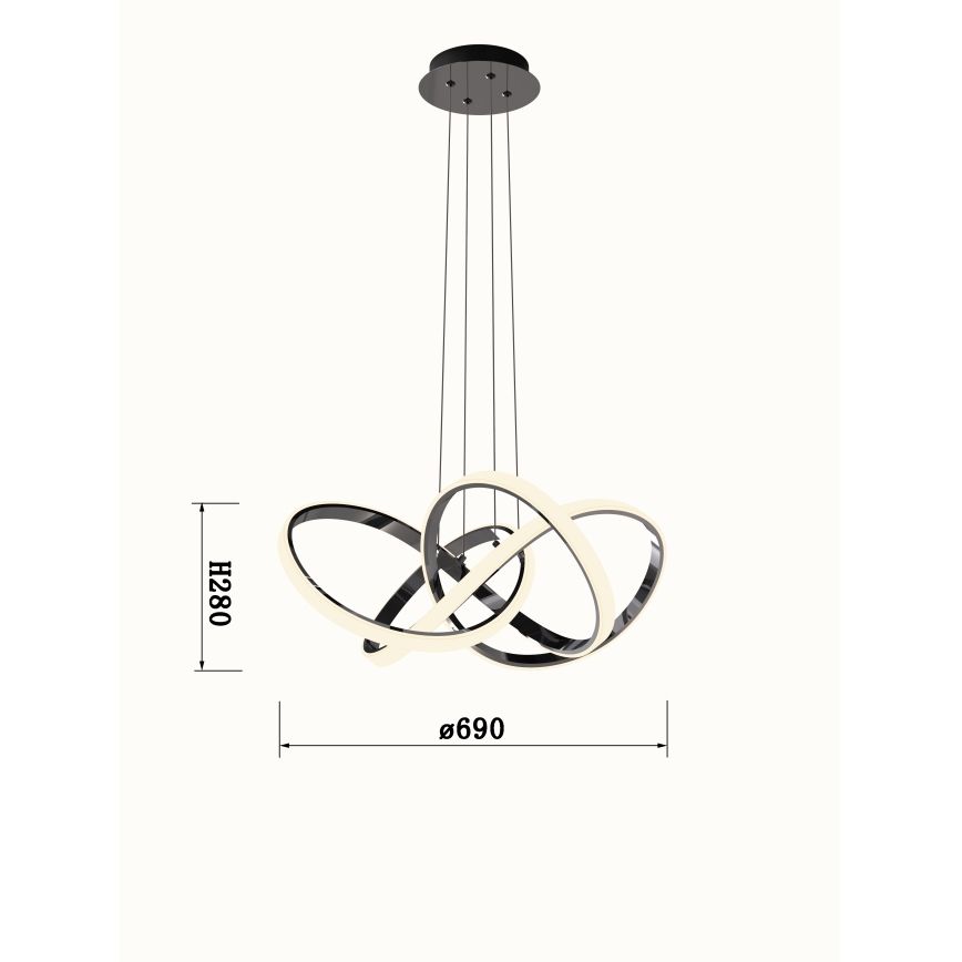 Wofi 6134-105L - Suspension filaire à intensité variable INDIGO LED/50W/230V noir/chrome brillant