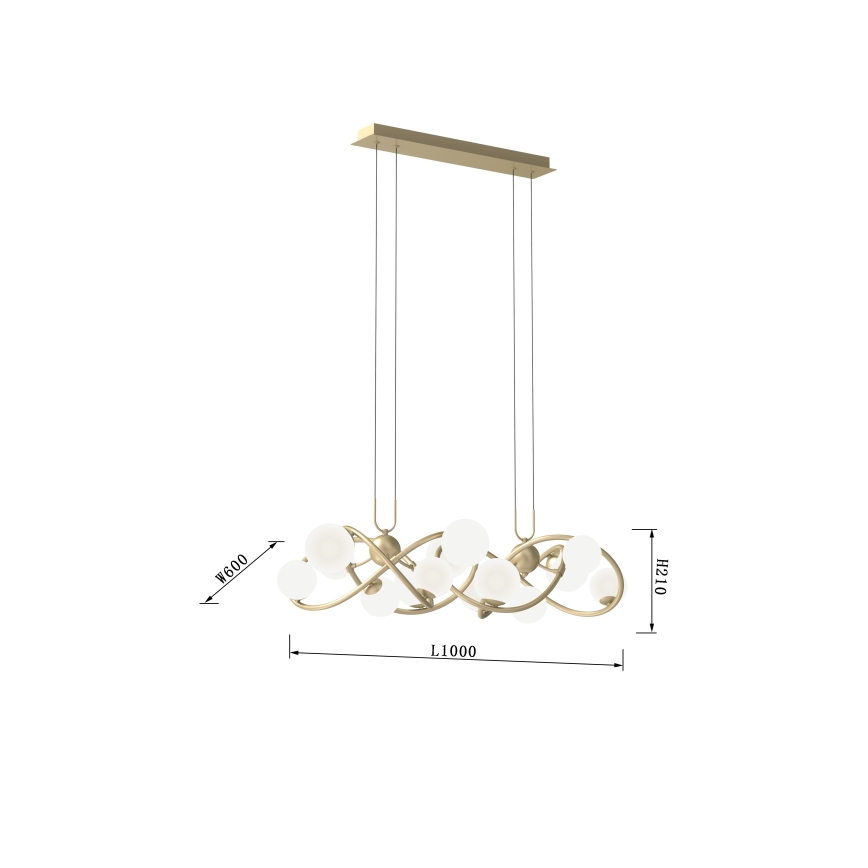 Wofi 7014-1401 - Suspension filaire LED NANCY 14xG9/3,5W/230V doré/blanc