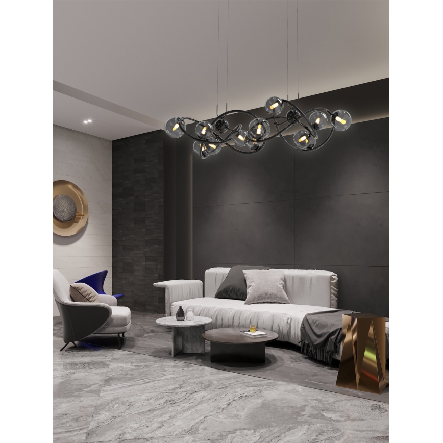 Wofi 7014-1405 - Suspension filaire LED NANCY 14xG9/3,5W/230V noir/chrome brillant