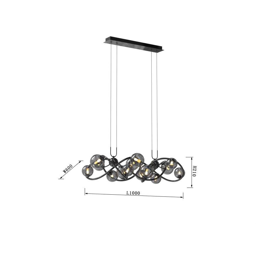 Wofi 7014-1405 - Suspension filaire LED NANCY 14xG9/3,5W/230V noir/chrome brillant