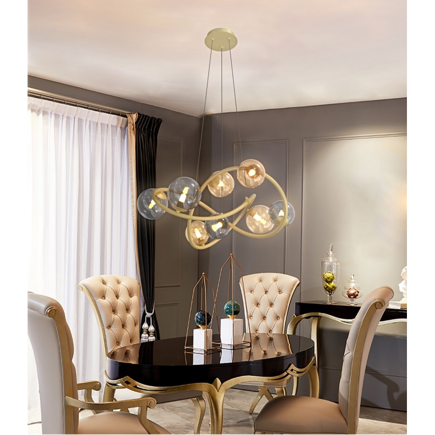 Wofi 7014-804 - Suspension filaire LED NANCY 8xG9/3,5W/230V doré/gris
