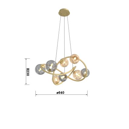 Wofi 7014-804 - Suspension filaire LED NANCY 8xG9/3,5W/230V doré/gris