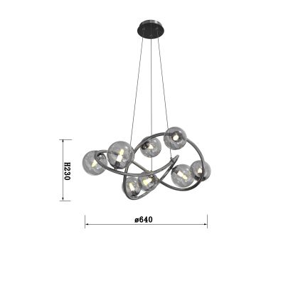 Wofi 7014-805 - Suspension filaire LED NANCY 8xG9/3,5W/230V noir/chrome brillant
