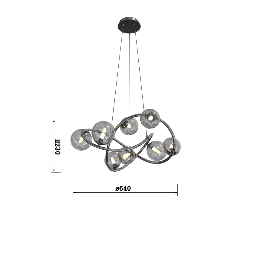 Wofi 7014-805 - Suspension filaire LED NANCY 8xG9/3,5W/230V noir/chrome brillant