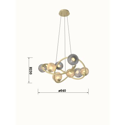 Wofi 7015-804 - Suspension filaire LED METZ 8xG9/3,5W/230V doré/gris