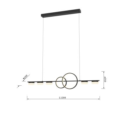 Wofi 7030-702 - Suspension filaire à intensité variable MESSINA LED/57W/230V noir