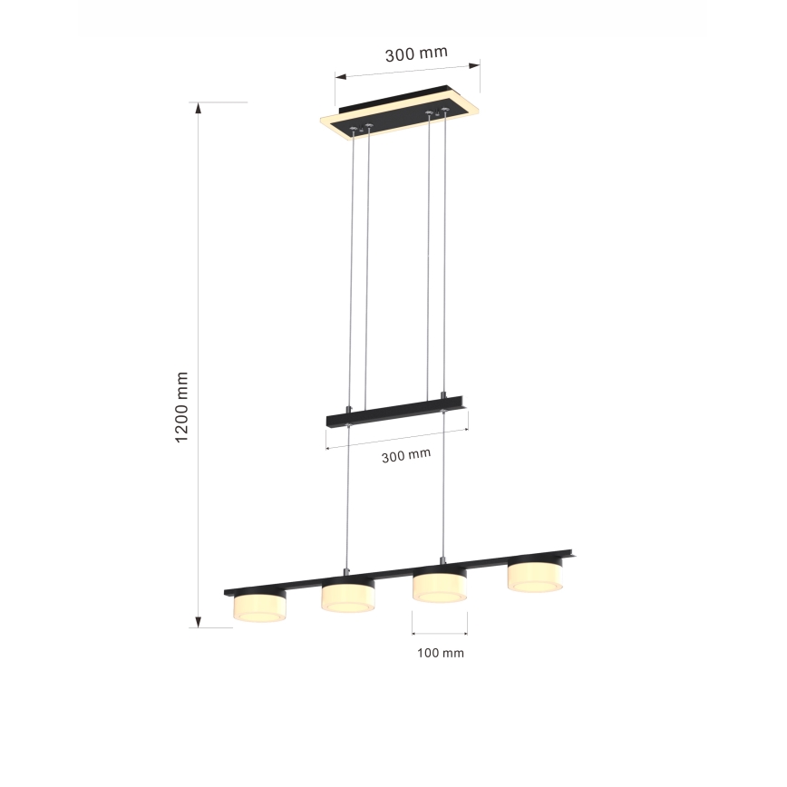Wofi 7054-502 - Suspension filaire à intensité variable JESSE LED/21W/230V noir