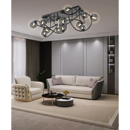 Wofi 9014-1205 - Plafonnier LED NANCY 12xG9/3,5W/230V noir/chrome brillant