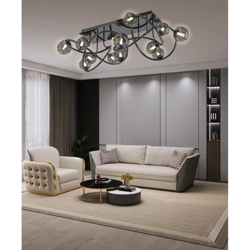 Wofi 9014-1205 - Plafonnier LED NANCY 12xG9/3,5W/230V noir/chrome brillant