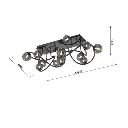 Wofi 9014-1205 - Plafonnier LED NANCY 12xG9/3,5W/230V noir/chrome brillant