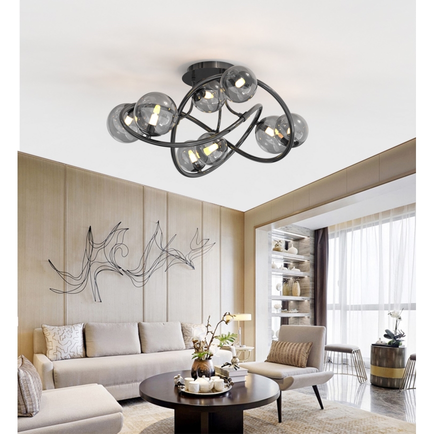 Wofi 9014-805 - Plafonnier LED NANCY 8xG9/3,5W/230V noir/chrome brillant