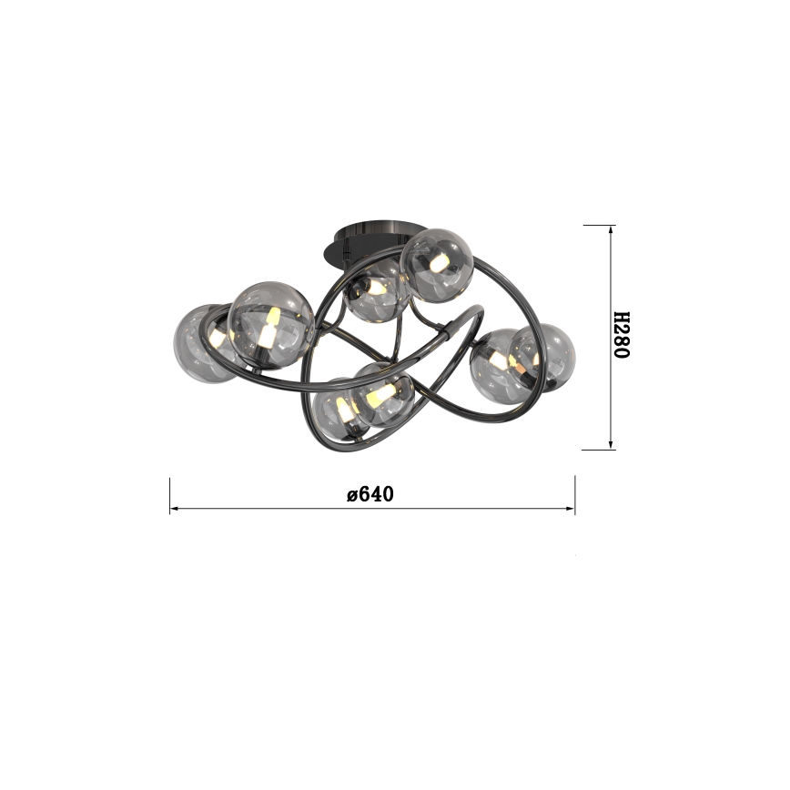 Wofi 9014-805 - Plafonnier LED NANCY 8xG9/3,5W/230V noir/chrome brillant