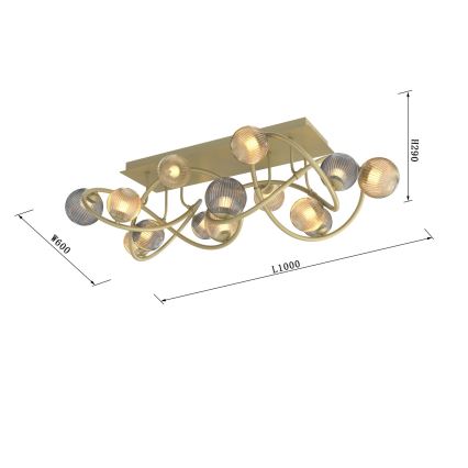 Wofi 9015-1204 - Plafonnier LED METZ 12xG9/3,5W/230V doré/gris