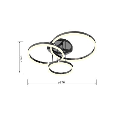 Wofi 9049-405 - Plafonnier à intensité variable PERPIGNAN LED/51W/230V chrome noir