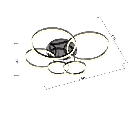 Wofi 9049-605 - Plafonnier à intensité variable PERPIGNAN LED/80W/230V noir/chrome brillant