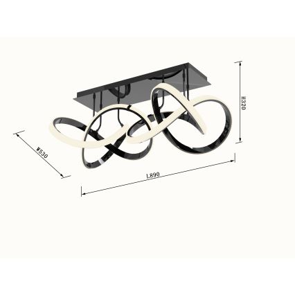 Wofi 9134-205 - Plafonnier à intensité variable INDIGO LED/64W/230V noir/chrome brillant