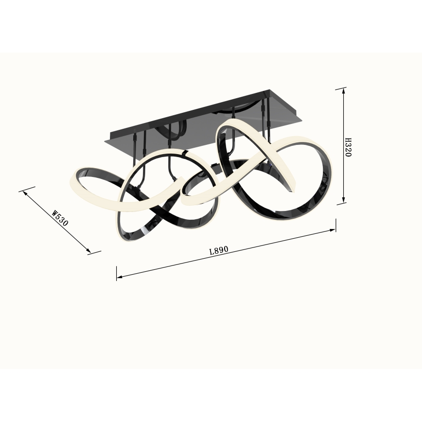 Wofi 9134-205 - Plafonnier à intensité variable INDIGO LED/64W/230V noir/chrome brillant