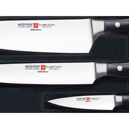 Wüsthof - Ensemble de 3 couteaux de cuisine CLASSIC IKON, noirs