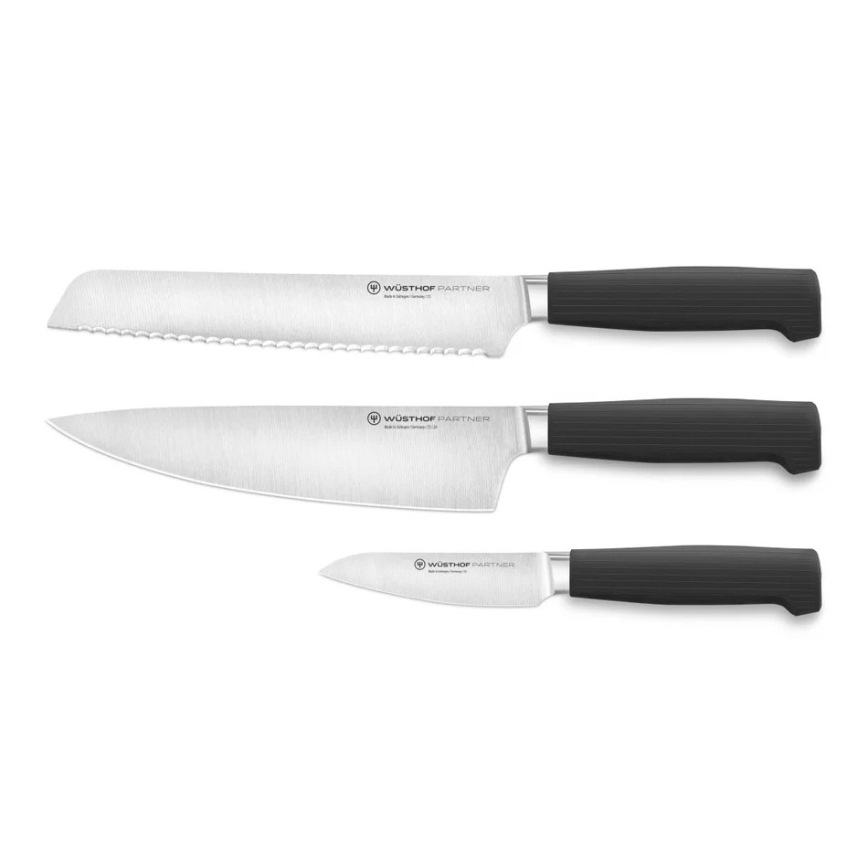 Wüsthof - Ensemble PARTNER de 3 couteaux de cuisine, noir