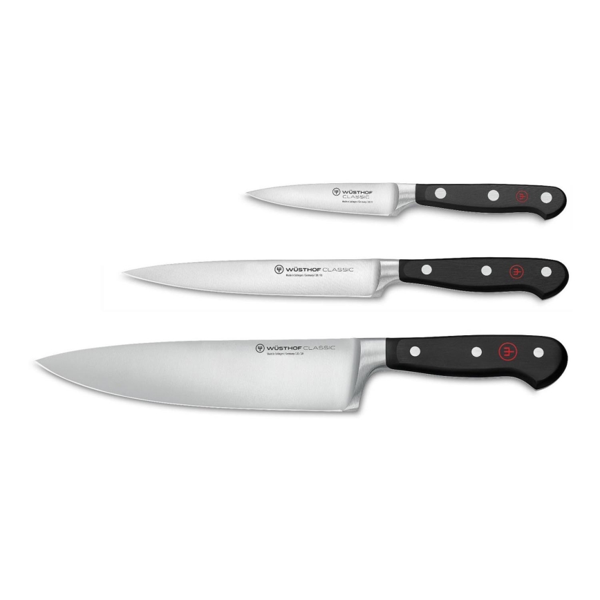 Wüsthof - Jeu de couteaux de cuisine CLASSIC 3 pcs noir