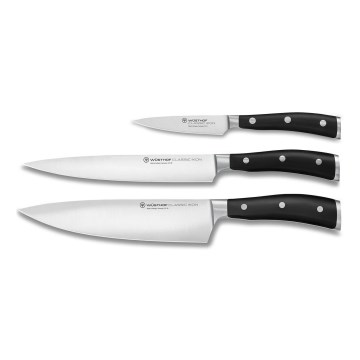 Wüsthof - Jeu de couteaux de cuisine CLASSIC IKON 3 pcs noir