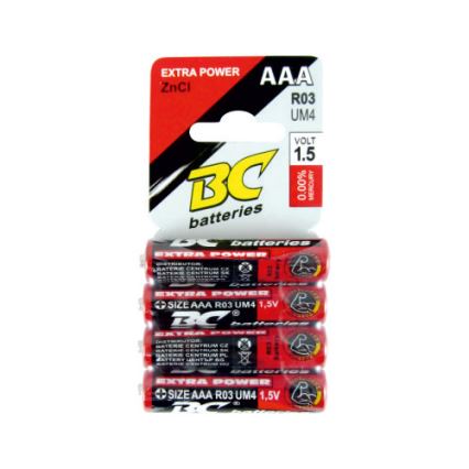 x4 pc Pile au chlorure de zinc EXTRA POWER AAA 1,5V