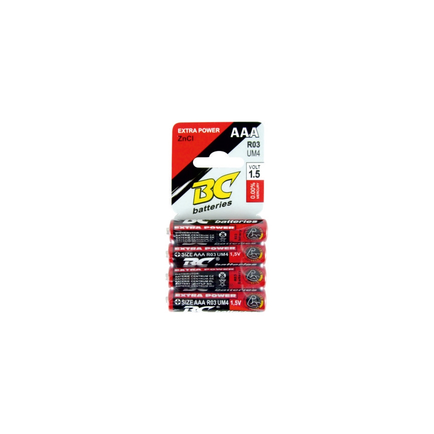 x4 pc Pile au chlorure de zinc EXTRA POWER AAA 1,5V