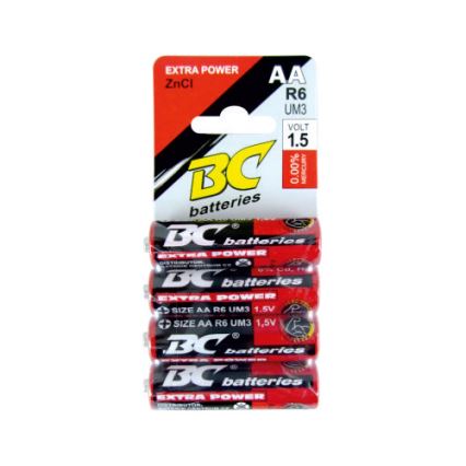x4 Pile au chlorure de zinc EXTRA POWER AA 1,5V