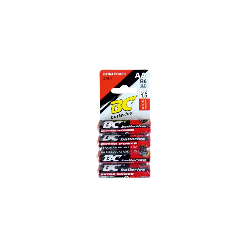 x4 Pile au chlorure de zinc EXTRA POWER AA 1,5V