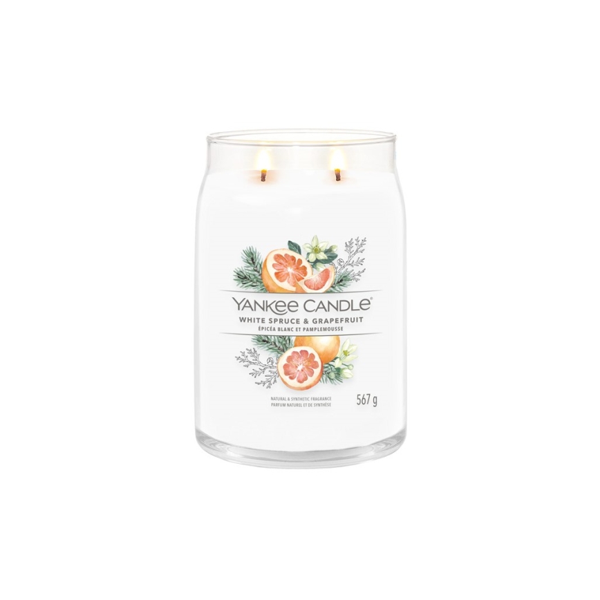 Yankee Candle - Bougie parfumée WHITE SPRUCE & GRAPEFRUIT grande 567 g 60-90 heures