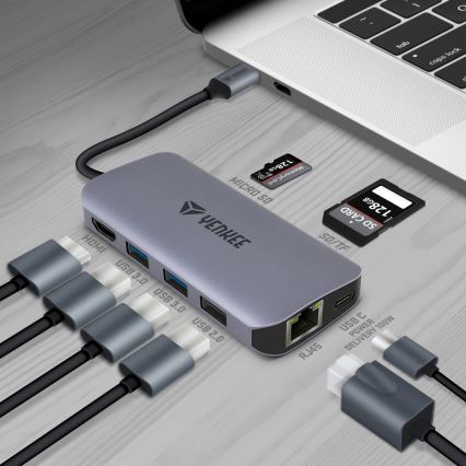 Yenkee - Adaptateur multiport 8en1 USB type C