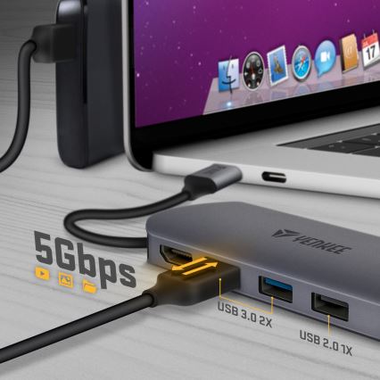 Yenkee - Adaptateur multiport 8en1 USB type C