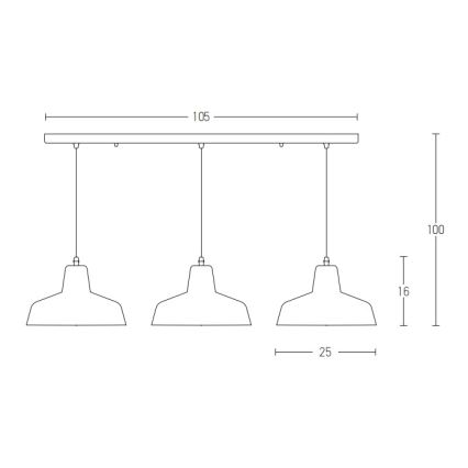 Zambelis 1653 - Suspension filaire 3xE27/40W/230V béton